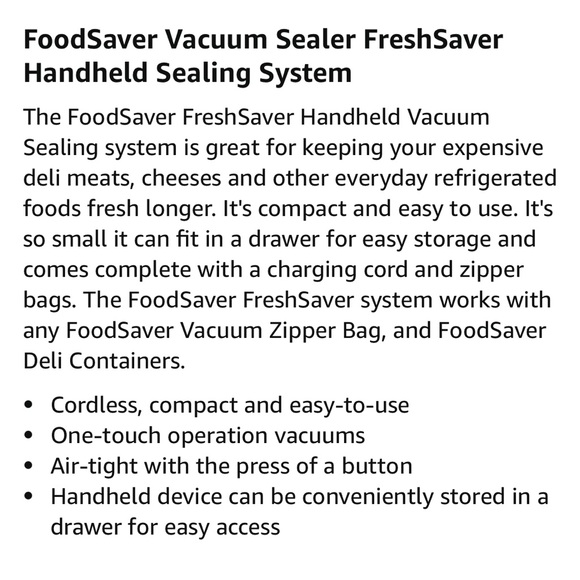 Foodsaver Freshsaver compact handheld vacuum sealer - Picture 2 of 3